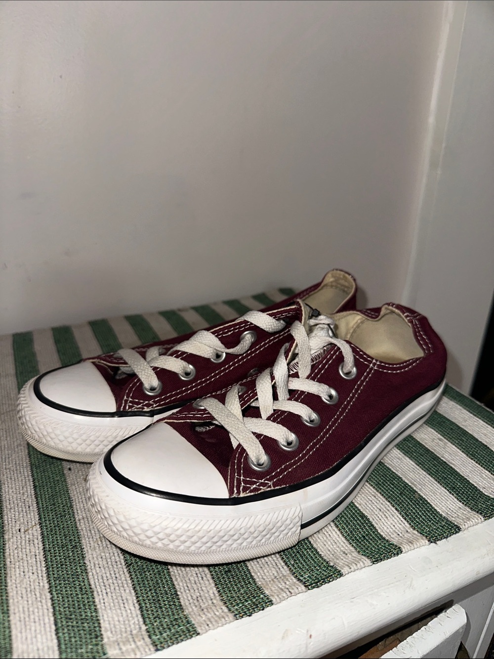 Converse Kids Low Top Canvas Sneakers - Burgundy/White